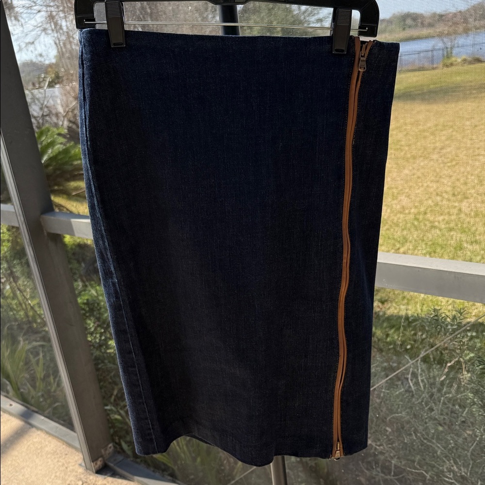 Lauren Ralph Lauren Denim Pencil Skirt with Camel Zipper